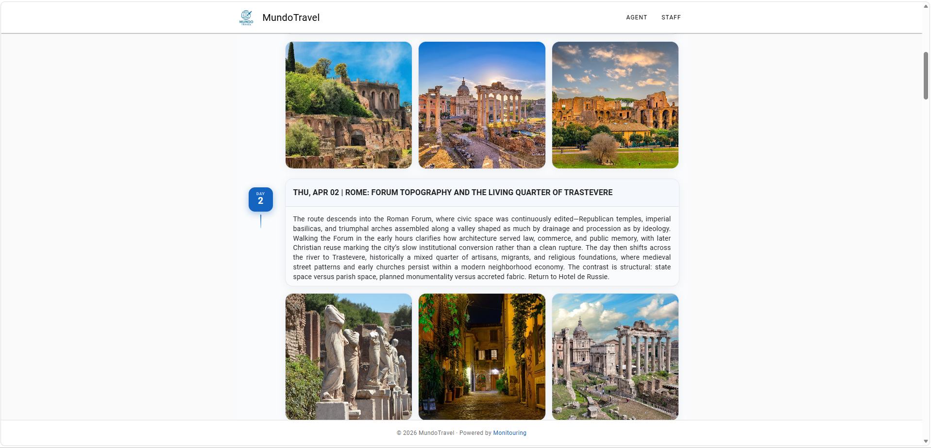 Monitouring trip and portal view showing operational and traveler-facing details together